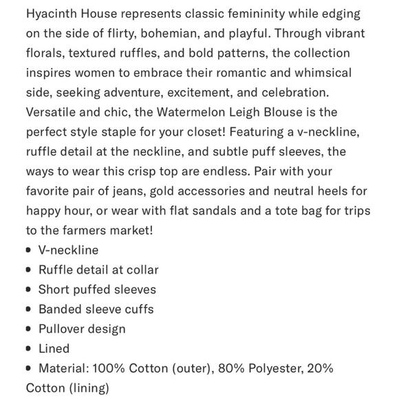 TUCKERNUCK Hyacinth House Watermelon Pink Ruffle Leigh Blouse NWT Size XXS - Picture 7 of 8